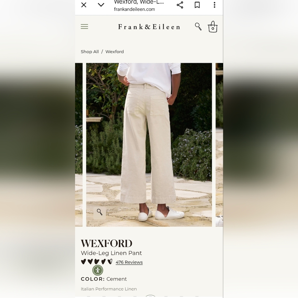 Frank & Eileen Cement Wexford Wide leg Linen Pants - Picture 9 of 10